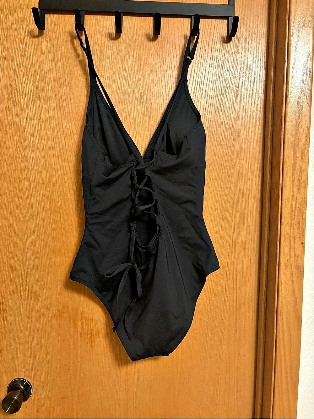 Cupshe Slim & Sculpt Lace-Up One Piece in Black XL NWT